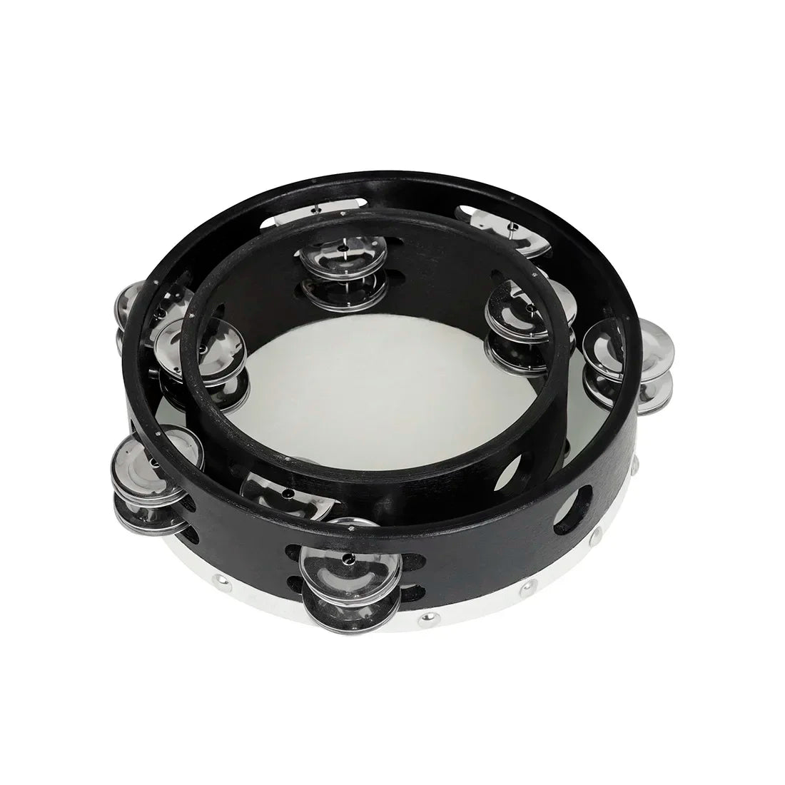 IRIN 2 Pcs Orff Tambourine 6 + 8 Inch Drums Hand-Ranked Bell Drum Double Row Sheepskin Hand-Shake Wooden Music Education Drums