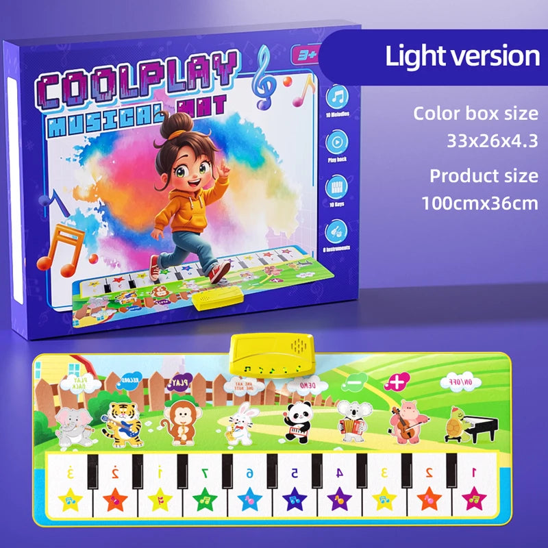 100x36cm Kids Music Piano Mat Toddlers Floor Keyboard Dance Mat with 8 Instrument Sounds Baby Carpet Educational Toys Kids Gifts