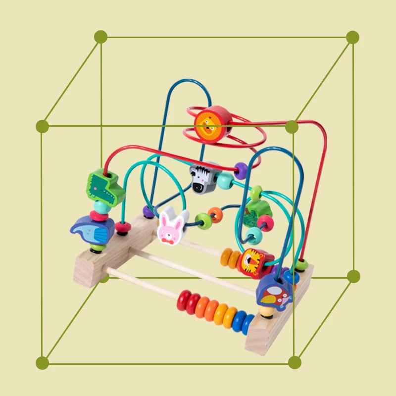 Wooden Roller Coaster Bead Maze Montessori Toys Abacus Math Toys Toddler Early Educational Toys for Kids Children Fine Motor