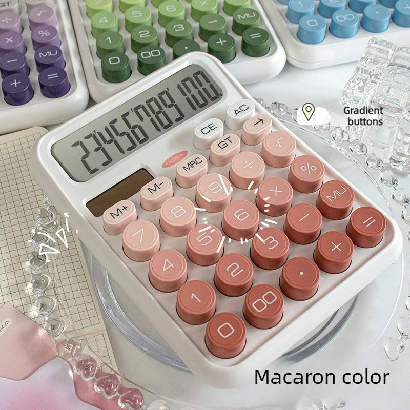 High Aesthetic Solar Calculator Gradient Color Button Battery Dual-Use Suitable for Home, School and Office Supplies