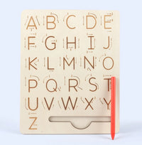 Children Writing Practice Wooden Alphabet Board Alphanumeric Handwritten Track Copy Groove Montessori Toys