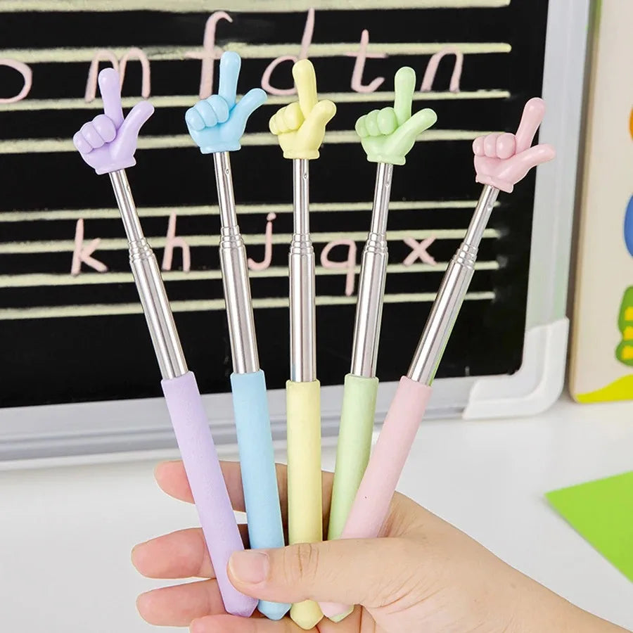 Retractable Hand Shape Reading Pointer Stick Stretchable Teaching Guidance Stick Kids Reading Tool Classroom Instruction Pointer