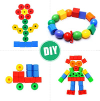 25Pcs Lacing Beads Toy with 3 Strings Montessori Threading Set Fine Motor Skill Educational Craft Activity for Kids Toddlers