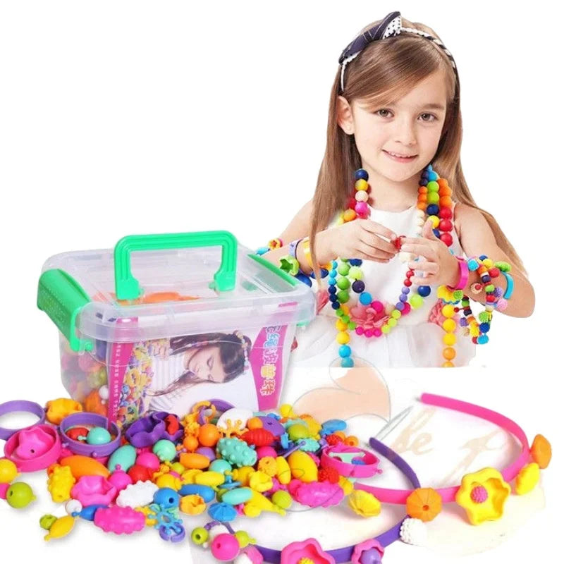 DIY Pop Beads Girl Toy Creativity PopArty Beads Snap-Together for Kid Crafts Children Bracelet Jewelry Fashion Kit Toy for Girl