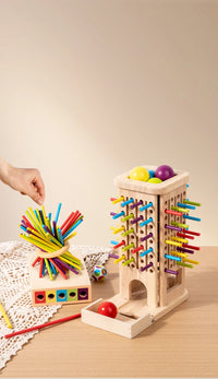 New 3in1 Wooden Stick and Tower Game Arithmetic Early Education Montessori Toys Thinking Training Parent-child Interactive Toy