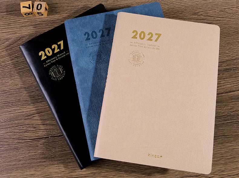 Kinbor 2027 A5 Efficiency Planner Two Days Per Page Notebook To Do List Self-discipline Habit Tracker Time Management Journal