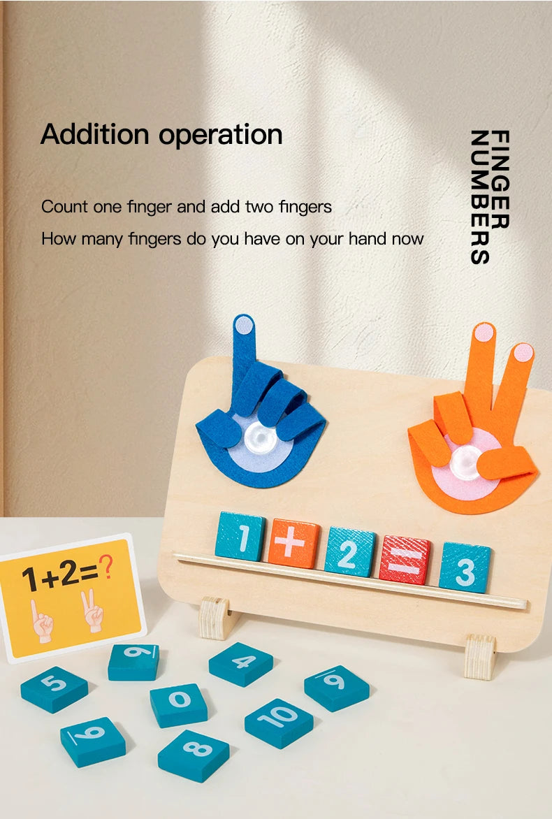 Math Finger Counting Wooden Number Math Learning Games Montessori Toys Intellectual Development Teaching Aids For Toddlers