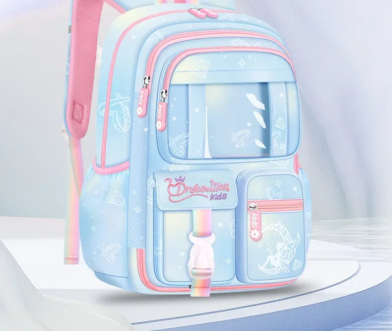 Refrigerator Door Pink Princess Schoolbag Students Female Super Lightweight Large Capacity Anti-splashing Water Large Capacity