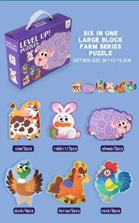 Wooden Jigsaw Puzzles for Toddlers Cartoon Animal Paper Puzzles Montessori Early Learning Education Toys Set Gifts Box for Kids