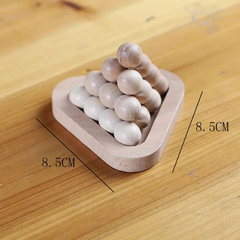 Magic Baffling Difficult Brain Teaser 3D Wooden Pyramid Puzzle IQ Logic Training for Adults & Kids Challenge Educational Toys