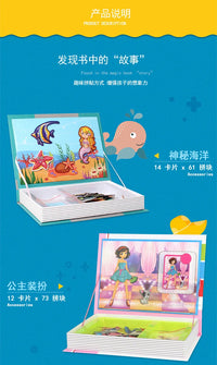 Montessori Magnetic Busy Book 3D Cartoon Puzzles Jigsaw Funny Brain Training Game Educational Learning Toys for Kids Gift Xmas