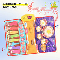 3IN1 Multifunctional Music Play Mat Piano Keyboard Dance Floor Drum Game Playmat Sensory Education Toys for Children Kids Gifts