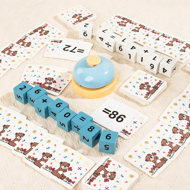 Kids Wooden Number Calculation Battle Blocks Addition Subtraction Multiplication Division Operation Math Games Educational Toys