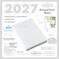 Planwith 2027 Weekly Planner A6 8-Grid Layout Hardcover Agenda Annual Tracker Month Plan Lunar Date Organizer for Adult Student