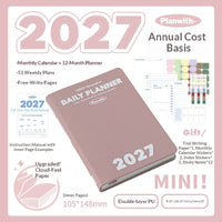 Planwith 2027 Weekly Planner A6 8-Grid Layout Hardcover Agenda Annual Tracker Month Plan Lunar Date Organizer for Adult Student