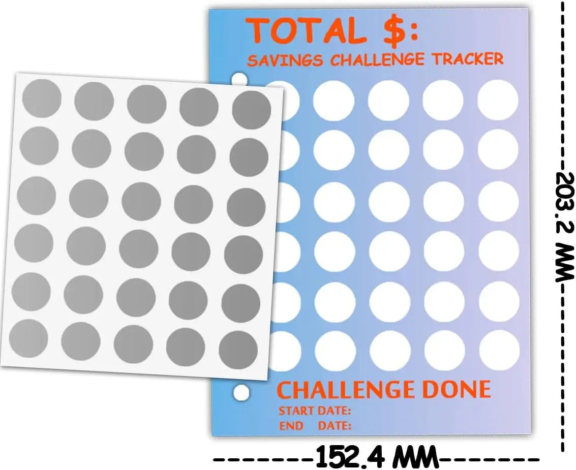 Scratch Off Money Saving Challenge Binder Trackers for 6 Ring A5 Binders,4 Pcs Per Pack