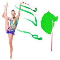 2M/4M Colorful Rythmic Gymnastics Ribbon Dance Ribbon Rhythmic Twirling Gymnastic Rod Ballet Training Streamer Art Stick W2H5