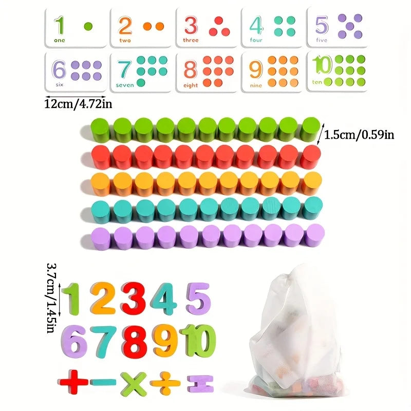Wooden Math Enlightenment Teaching Aid, Early Teaching Children's Number Cognition, Pairing, Addition Subtraction Toy ﻿ ﻿
