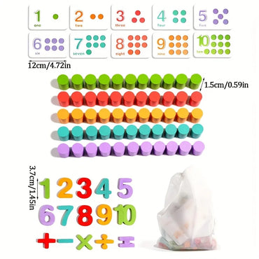 Wooden Math Enlightenment Teaching Aid, Early Teaching Children's Number Cognition, Pairing, Addition Subtraction Toy ﻿ ﻿