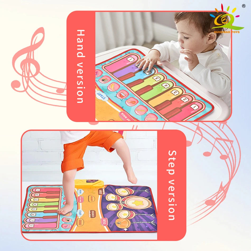 3IN1 Multifunctional Music Play Mat Piano Keyboard Dance Floor Drum Game Playmat Sensory Education Toys for Children Kids Gifts