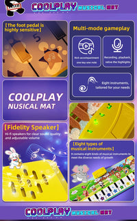 100x36cm Kids Music Piano Mat Toddlers Floor Keyboard Dance Mat with 8 Instrument Sounds Baby Carpet Educational Toys Kids Gifts