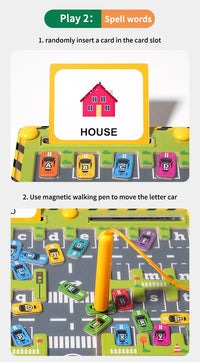 Montessori Magnetic Alphabet Maze Letter Puzzle Wooden Educational Toy Parking Lot Drawing Board Early Learning Activities Gifts