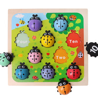 Montessori Counting Beetle Wooden Educational Toys for Kids Ladybug Stick Counting Game Math Toy Number Learning Early Education