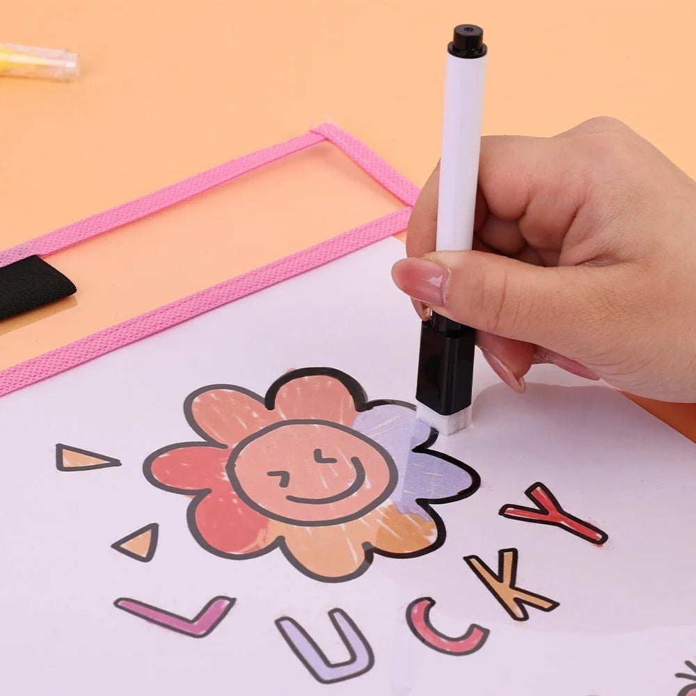 Dry Erase Pockets Reusable File Holder Transparent A4 Folders Kids Teaching Drawing Board Stationary Files Card Storage Supplies