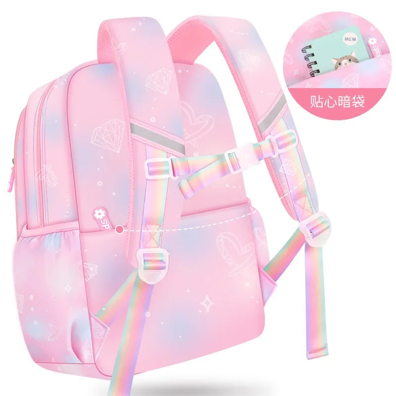 Refrigerator Door Pink Princess Schoolbag Students Female Super Lightweight Large Capacity Anti-splashing Water Large Capacity