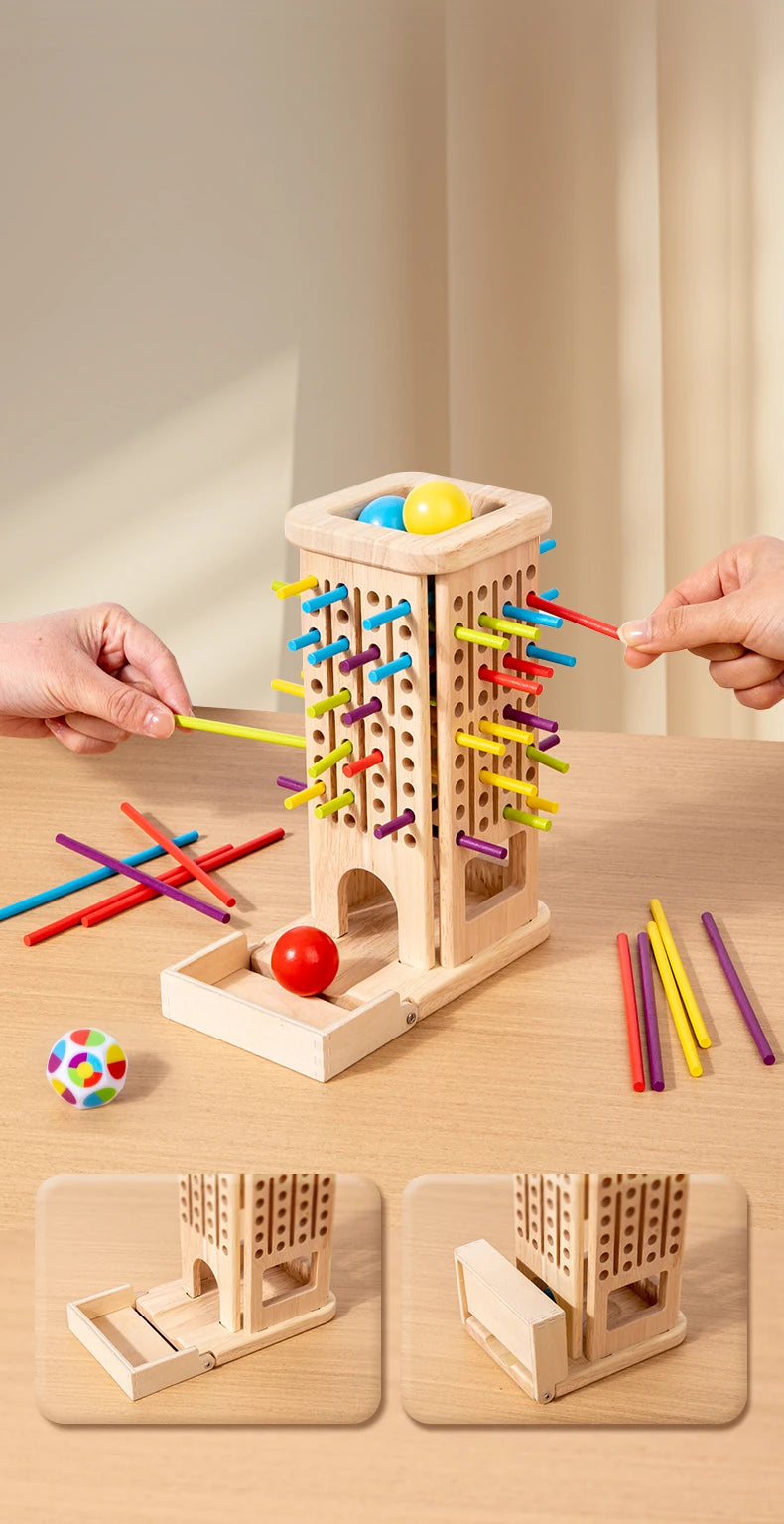 New 3in1 Wooden Stick and Tower Game Arithmetic Early Education Montessori Toys Thinking Training Parent-child Interactive Toy