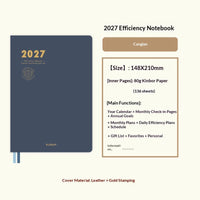 Kinbor 2027 A5 Efficiency Planner Two Days Per Page Notebook To Do List Self-discipline Habit Tracker Time Management Journal