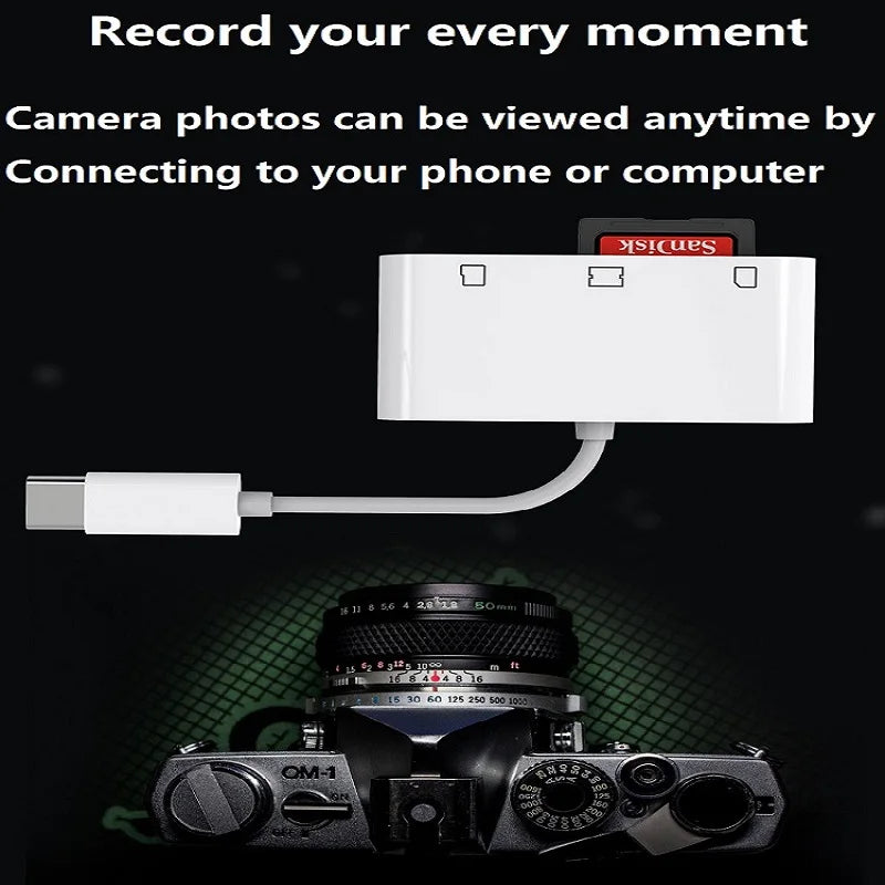 USB Type C CF Card Reader for iPhone 3 in 1 SD TF CF Card Reader lightning CF Card Adapter Camera Card Reader Plug and Play