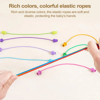 Rubber Wood Twisted Rope Puzzle Game Brainy Knots Rope Untangling Game Montessori Fine Motor Skills Rope Untying Toys for Kids