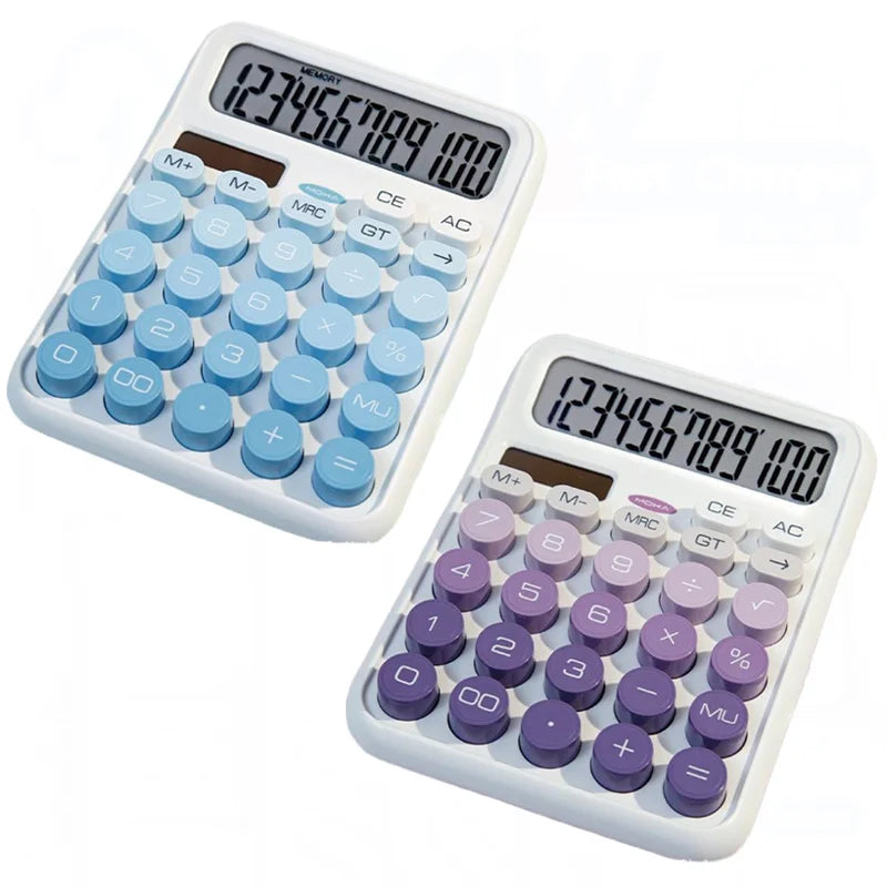 High Aesthetic Solar Calculator Gradient Color Button Battery Dual-Use Suitable for Home, School and Office Supplies