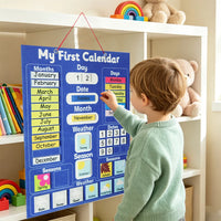 Children's Calendar Felt Board - Early Learning Wall Calendar with Weather Date Month Week Season Educational Charts for Kids