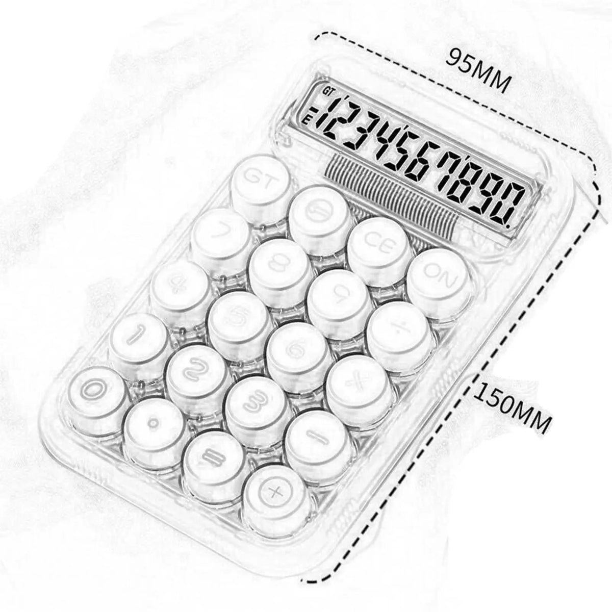 Calculator with Mechanical Buttons Easy to Read Cute Bottom Antiskid Retro with LCD Display for Daily and Basic Office Students