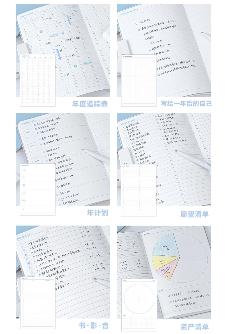 Planwith 2027 Weekly Planner A6 8-Grid Layout Hardcover Agenda Annual Tracker Month Plan Lunar Date Organizer for Adult Student