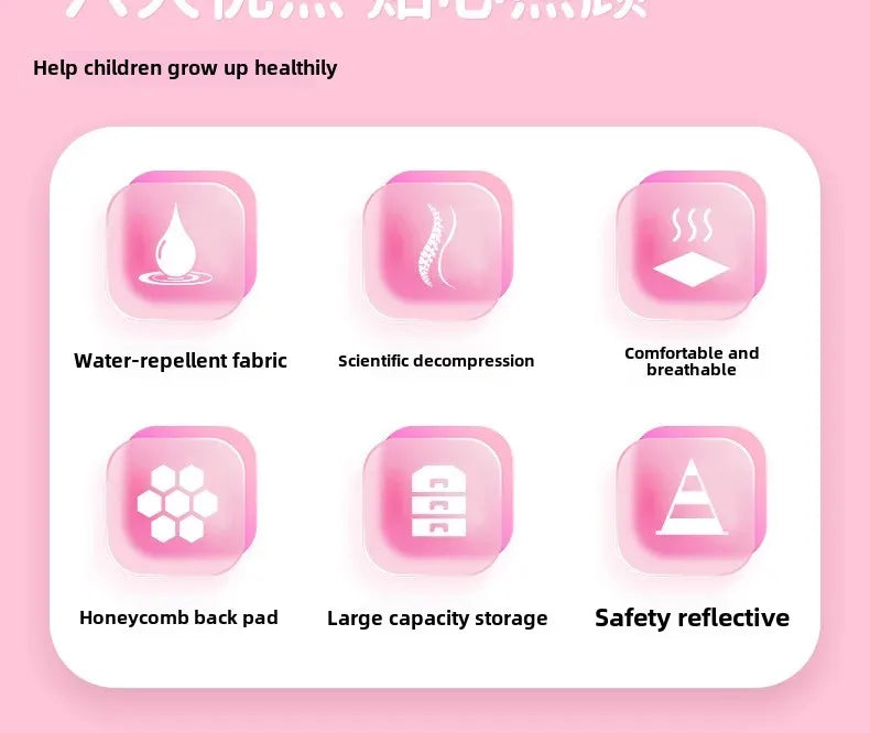 Refrigerator Door Pink Princess Schoolbag Students Female Super Lightweight Large Capacity Anti-splashing Water Large Capacity