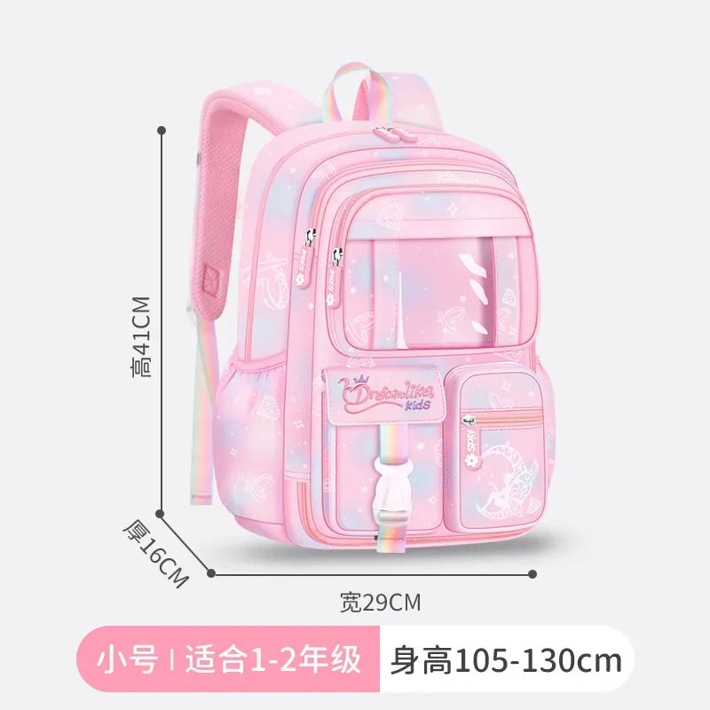 Refrigerator Door Pink Princess Schoolbag Students Female Super Lightweight Large Capacity Anti-splashing Water Large Capacity