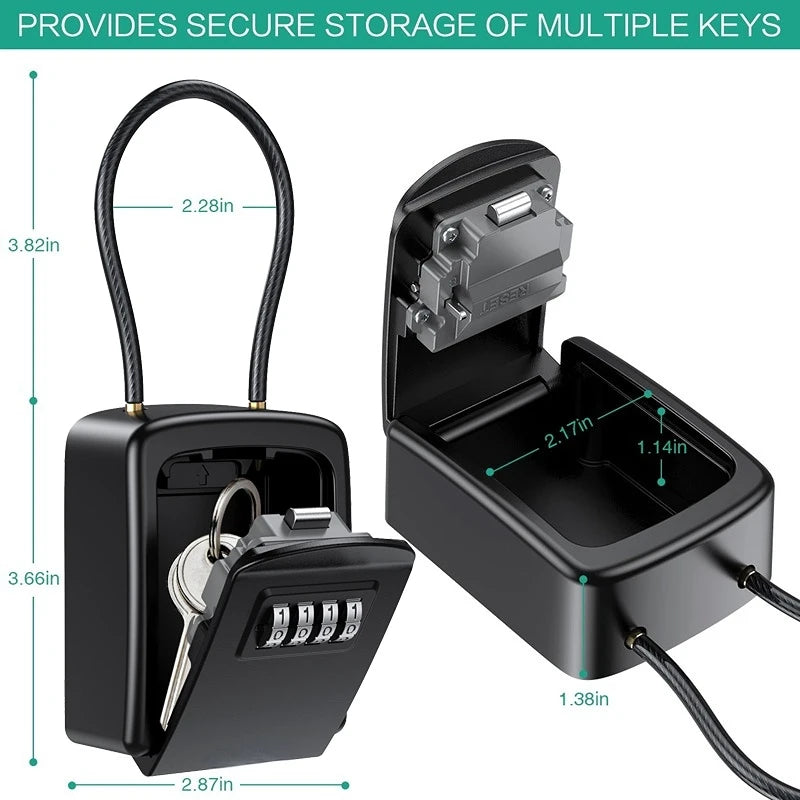Wall Mount Key Storage Secret Box Organizer 4 Digit Combination Password Security Code Lock No Key Home Key Safe Box