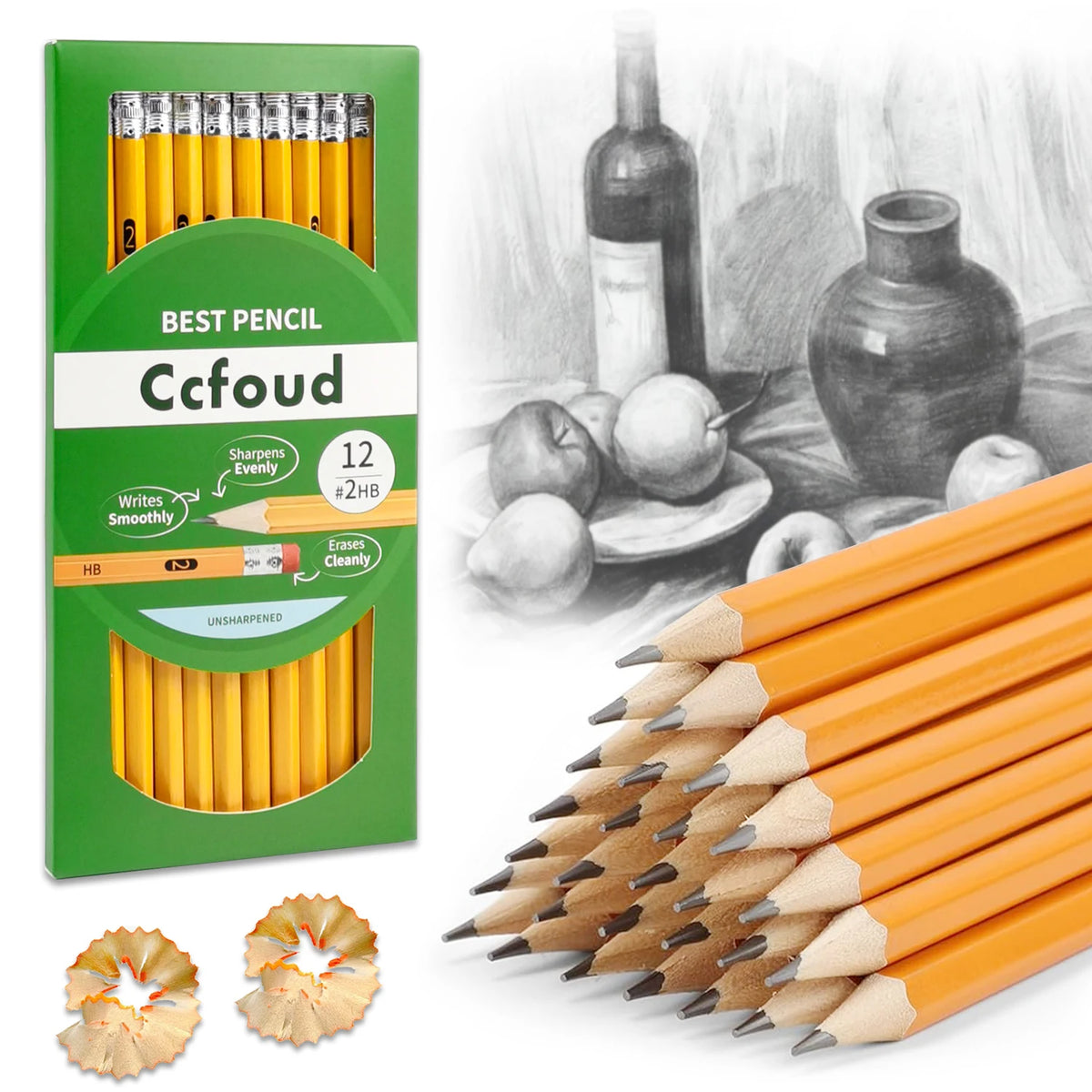 12-150pcs Bulk Pencils with Eraser top,2 HB Pencils for Writhing, Drawing and Sketching,Yellow Wood-Cased Pencils