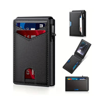 Men Carbon Fiber RFID Blocking Pop Up Wallet, Slim Minimalist Credit Card Holder Multi Slots Portable Business Card Purse