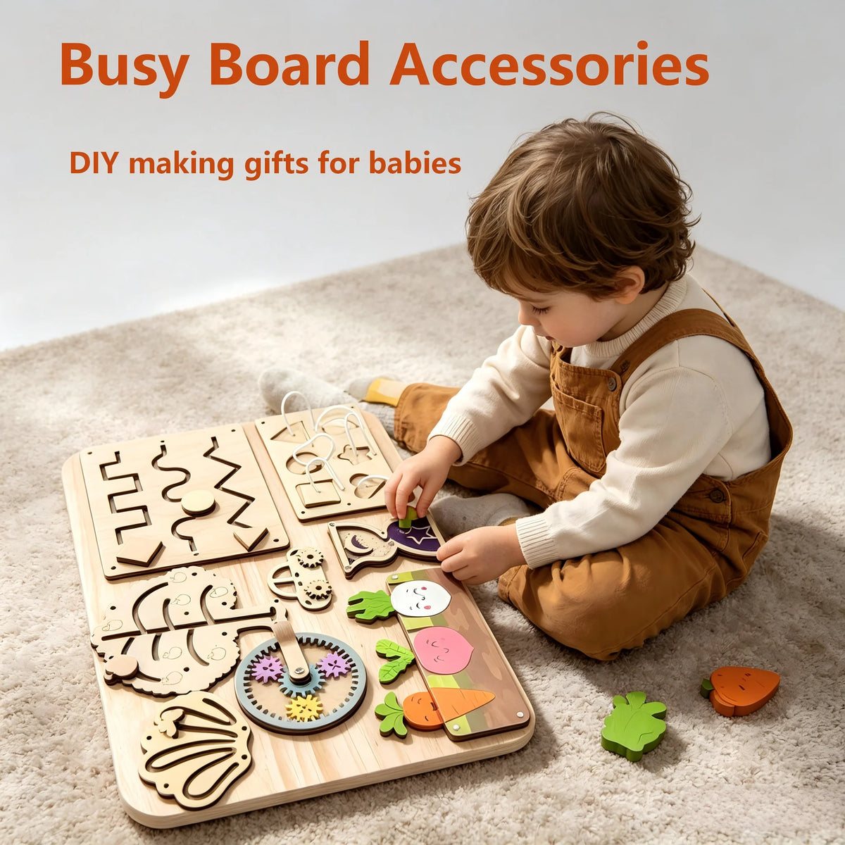 Busy Board Diy Accessories Montessori Early Education Toys Kids Activity Busyboard Material Teaching  Wooden Game 2-6 Years Old