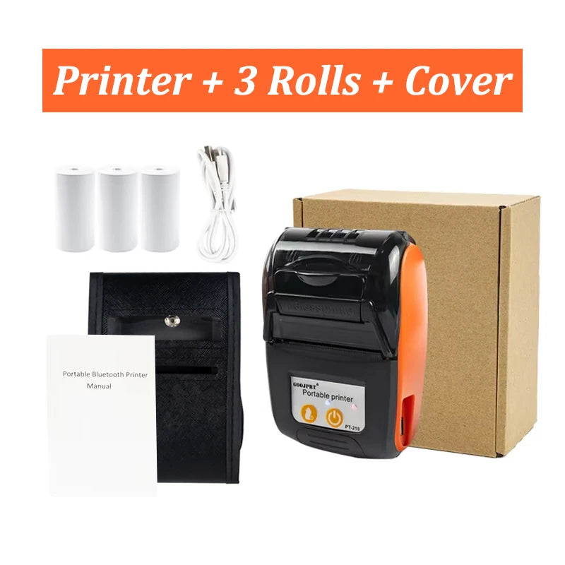 GOOJPRT 58mm Mini Portable Thermal Printer Bluetooth Ticket Bill Receipt POS Printer for Business for IOS/Android Mobile Phone