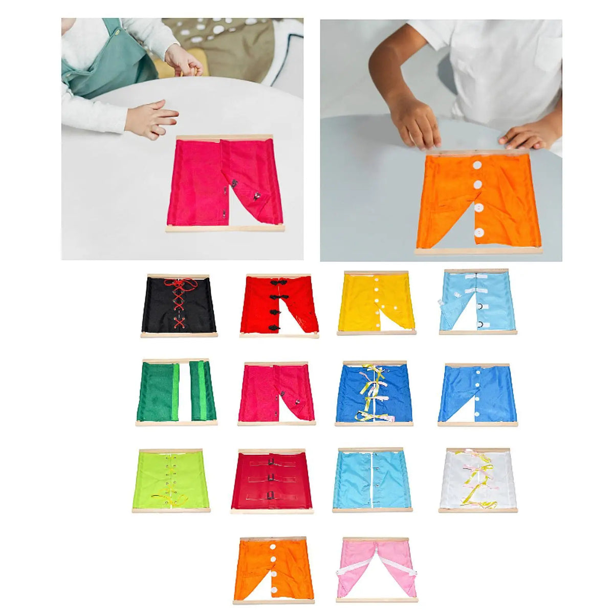 Montessori Clothing Board Training Tool Dress Learning Board Clothing Frame Toy Sensory Board for Toddlers Children Kids