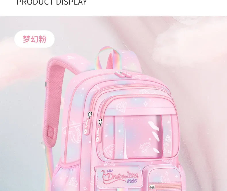Refrigerator Door Pink Princess Schoolbag Students Female Super Lightweight Large Capacity Anti-splashing Water Large Capacity