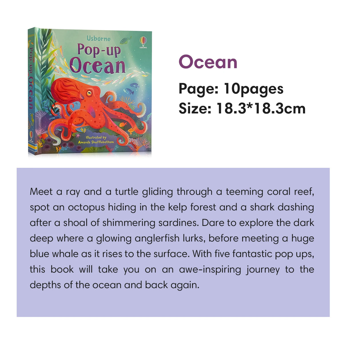 Usborne Pop Up Ocean 3D Flap English Picture Book for Kids Baby Educational Parent-child Interaction Bedtime Reading Books