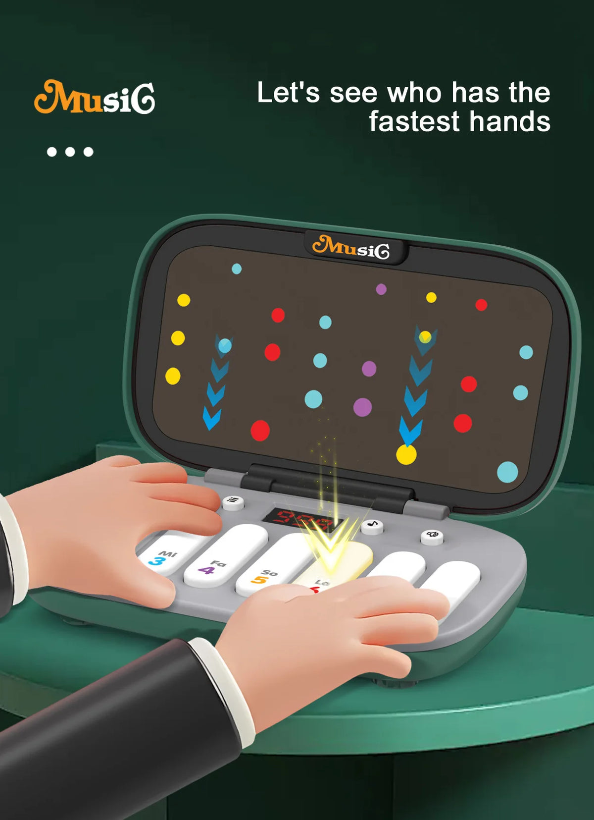 Electronic Music Rhythm Puzzle Game Machine Light Up Sensory Fast Push Organ Montessori Educational Travel Toy Christmas Gifts
