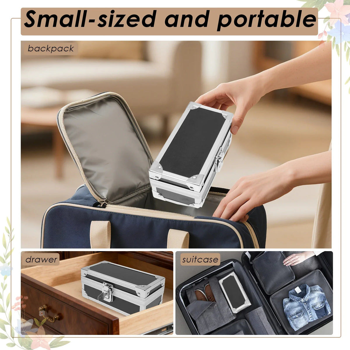 Lockable Cash Box with Key Aluminium Alloy Money Coins Bank Cards Jewelry Storage Box Portable Hidd Mini Safe Locker