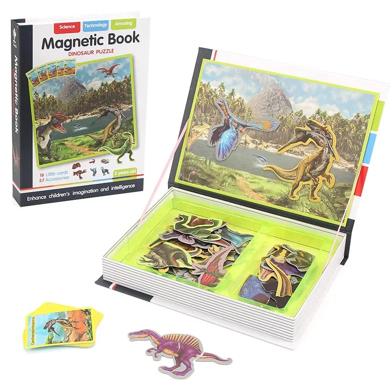 Montessori Magnetic Busy Book 3D Cartoon Puzzles Jigsaw Funny Brain Training Game Educational Learning Toys for Kids Gift Xmas
